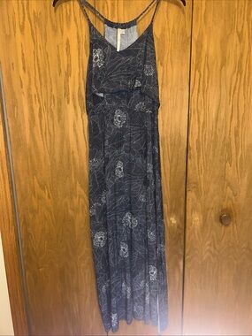 LC Lauren Conrad Navy and White Striped Leaf Maxi Dress Large